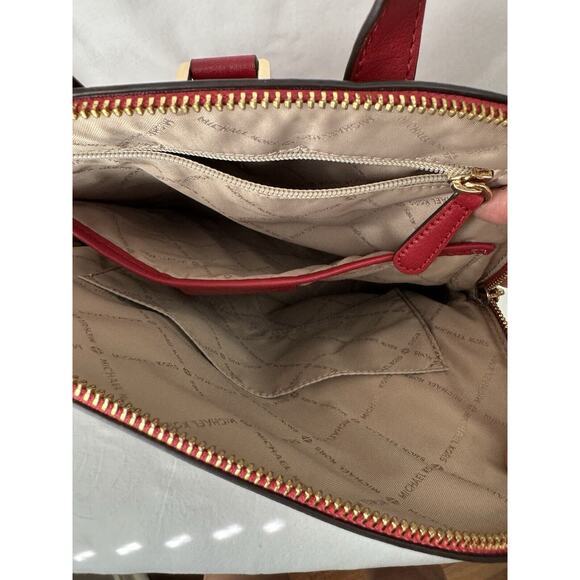 Michael Kors Large Emmy Leather Cherry Teck Friendly Dome Backpack